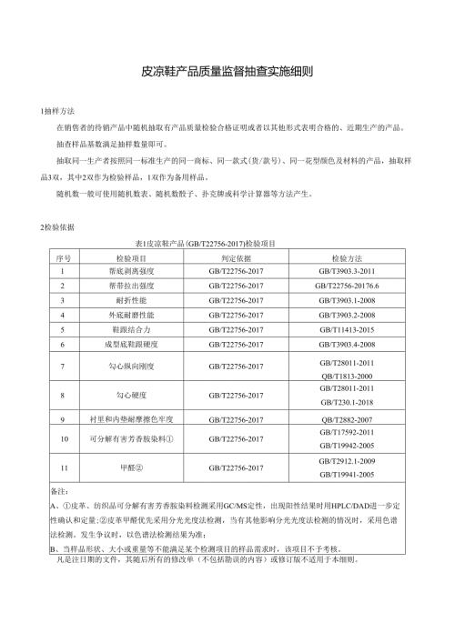 皮凉鞋产品质量监督抽查实施细则.docx