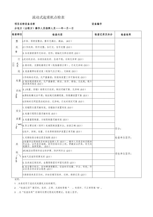 流动式起重机点检表.docx