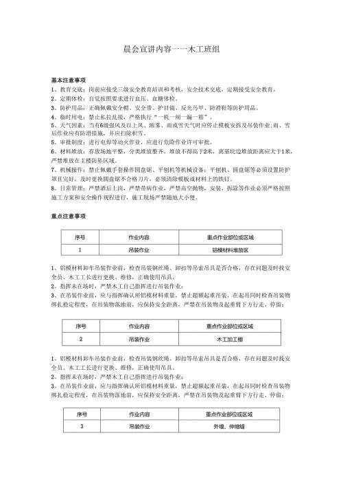 木工安全晨会（班前会）.docx