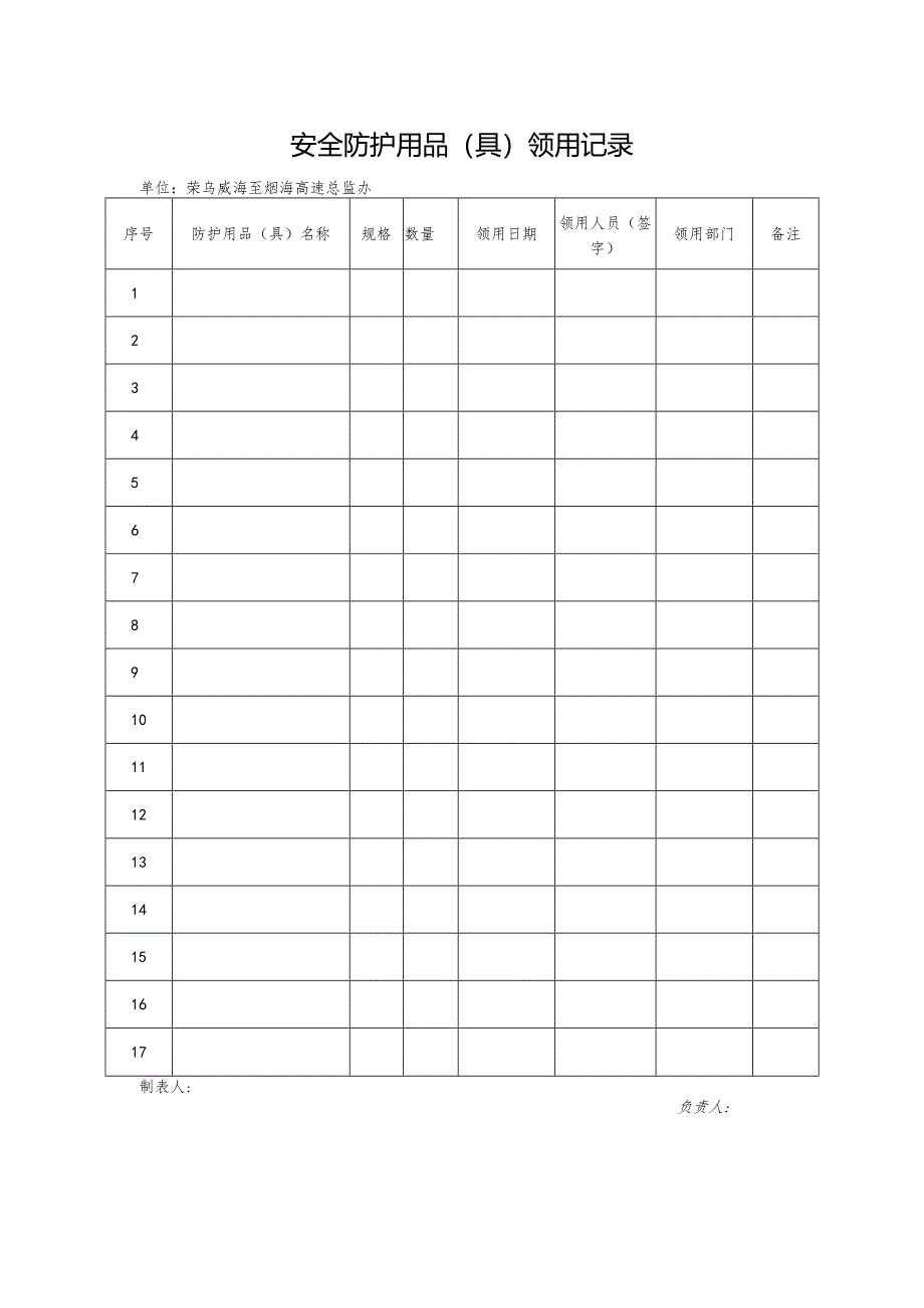 安全防护用品（具）领用记录.docx_第1页