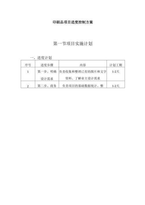 印刷品项目进度控制方案.docx