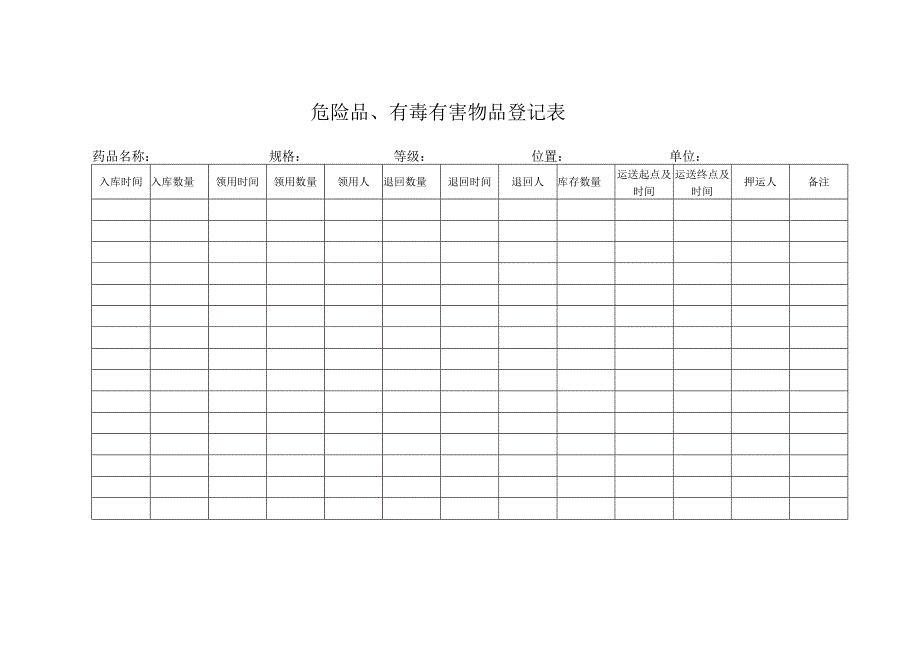 危险品、有毒有害物品登记表.docx_第1页