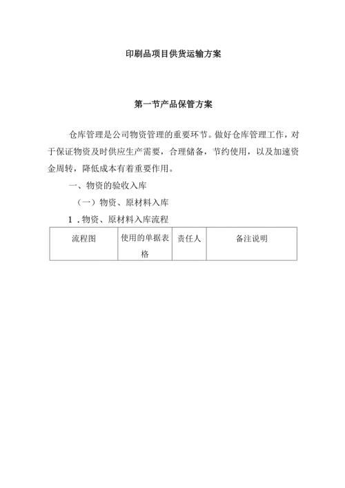 印刷品项目供货运输方案.docx