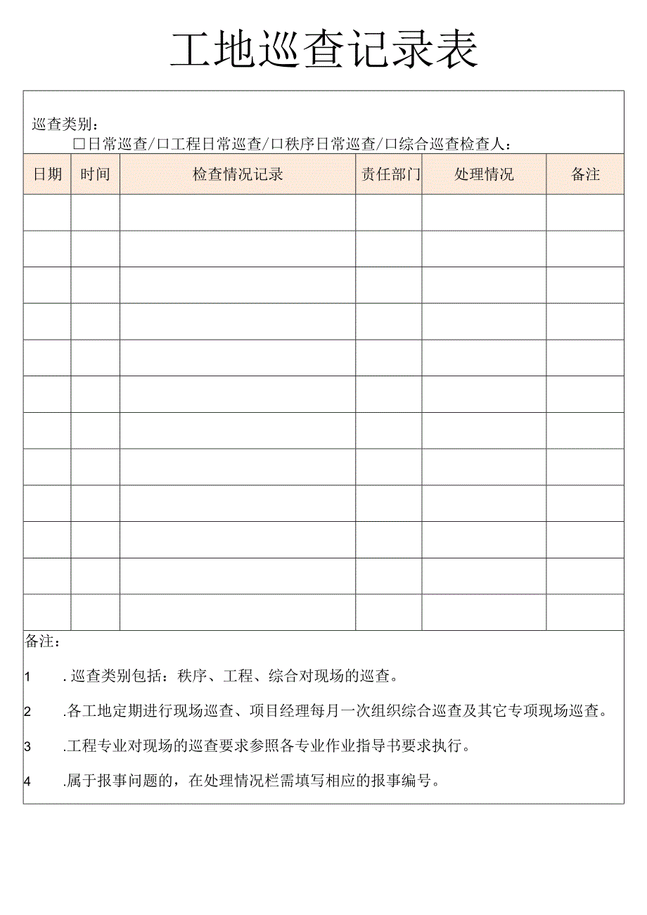 工地巡查记录表.docx_第1页