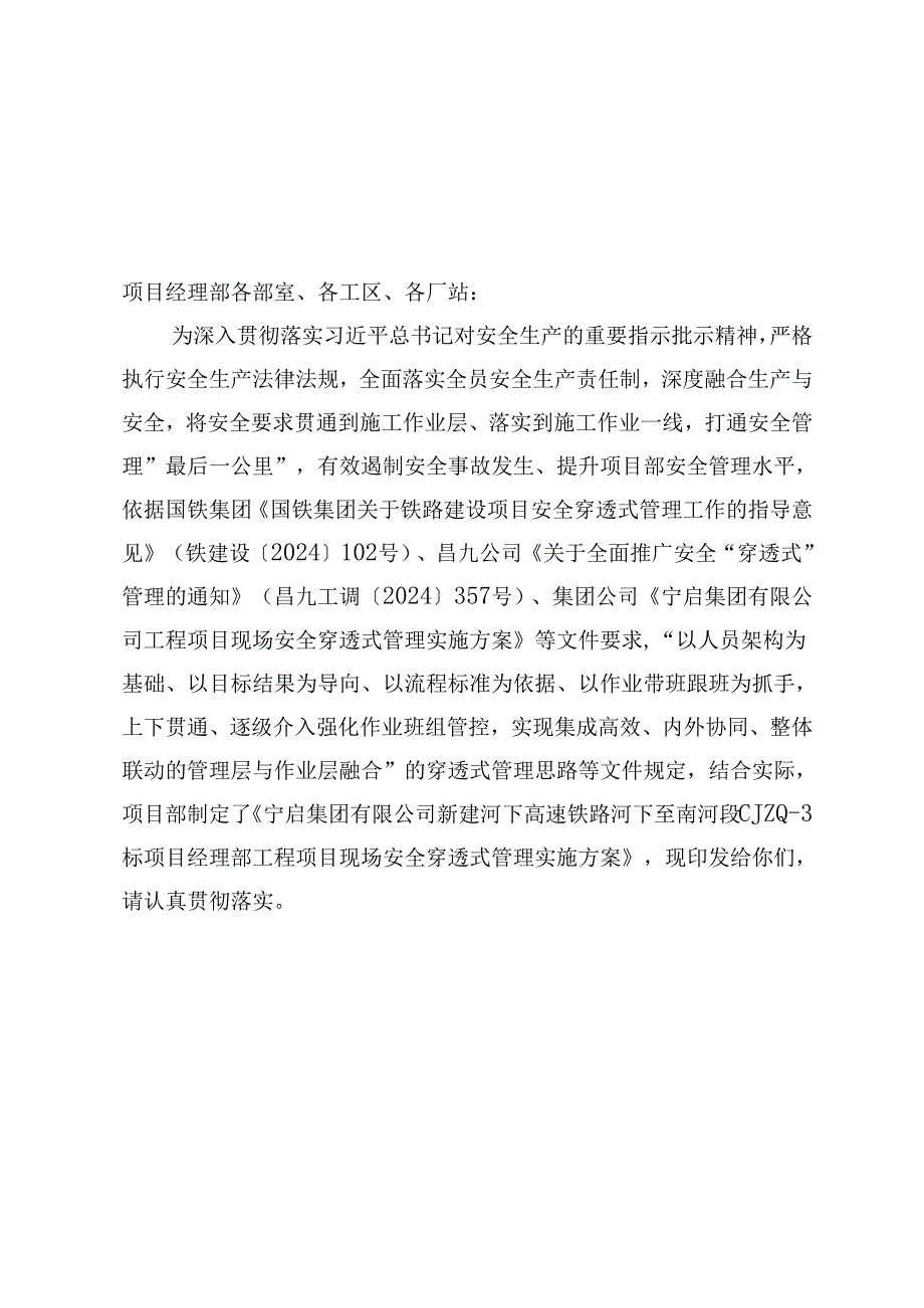项目部工程项目现场安全穿透式管理实施方案.docx_第1页