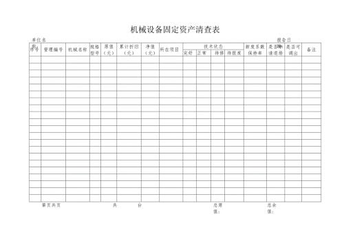 机械设备固定资产清查表.docx