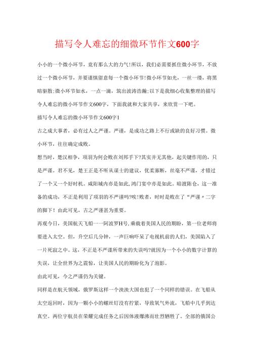 描写令人难忘的细节作文600字.docx