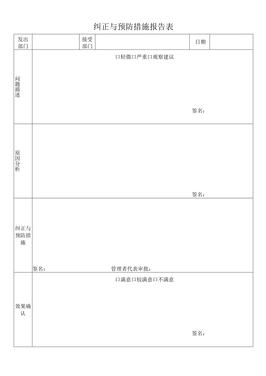 纠正与预防措施报告表.docx_第1页