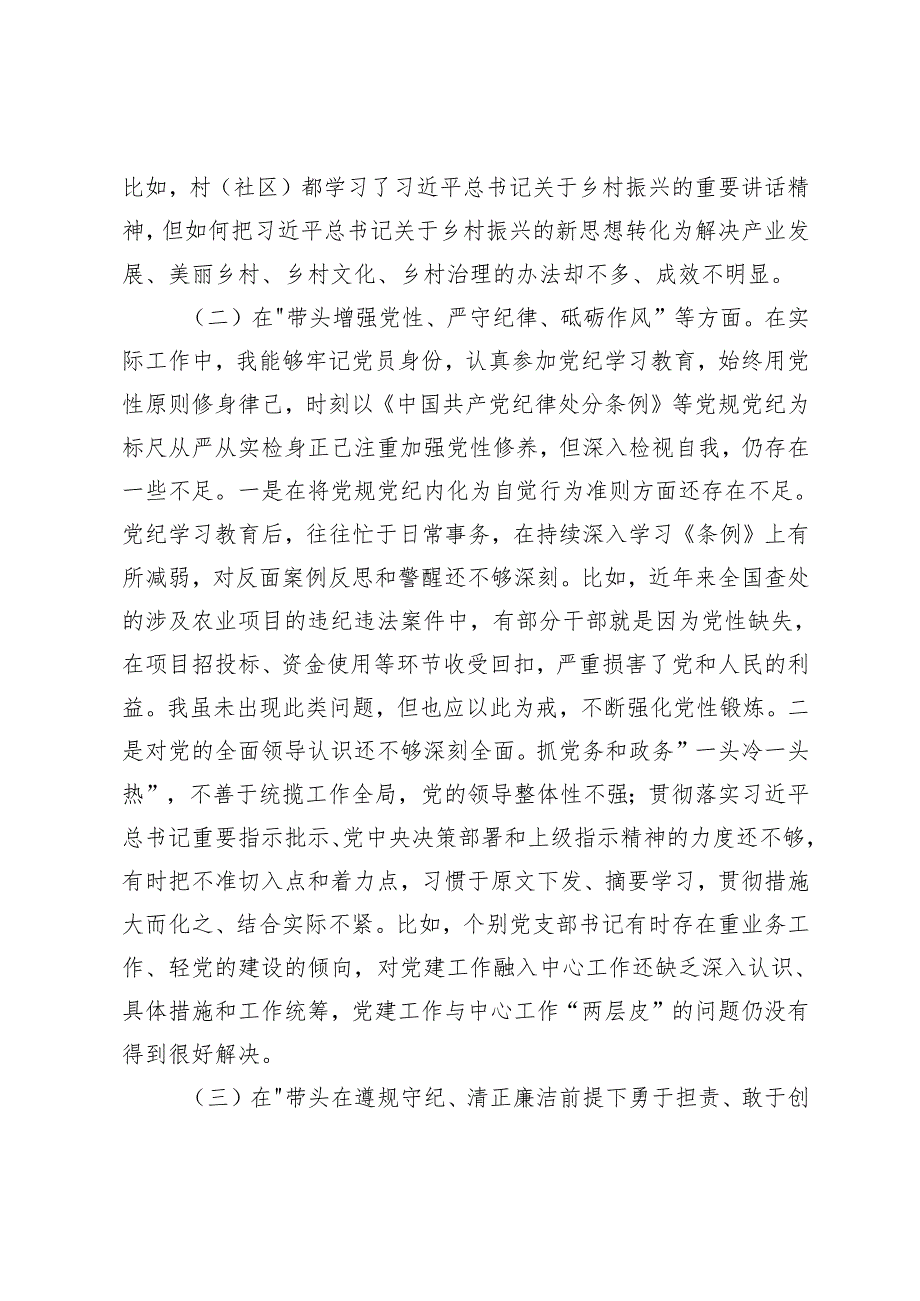2024-2025年度民主生活会乡镇领导班子个人对照检查材料.docx_第2页