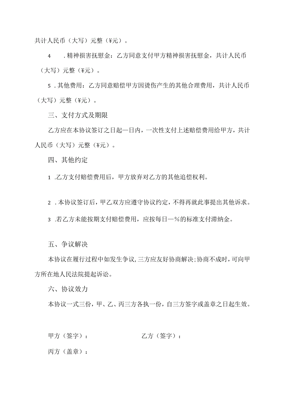 护工烫伤老人赔偿协议模板.docx_第2页