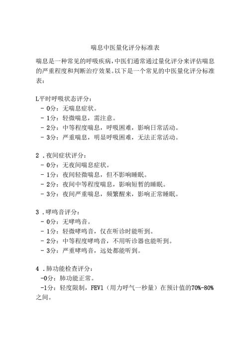 喘息中医量化评分标准表.docx