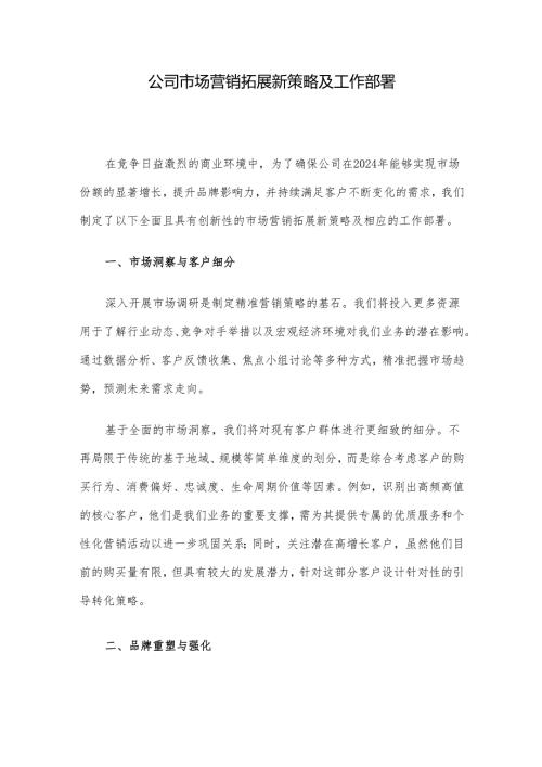 公司市场营销拓展新策略及工作部署.docx