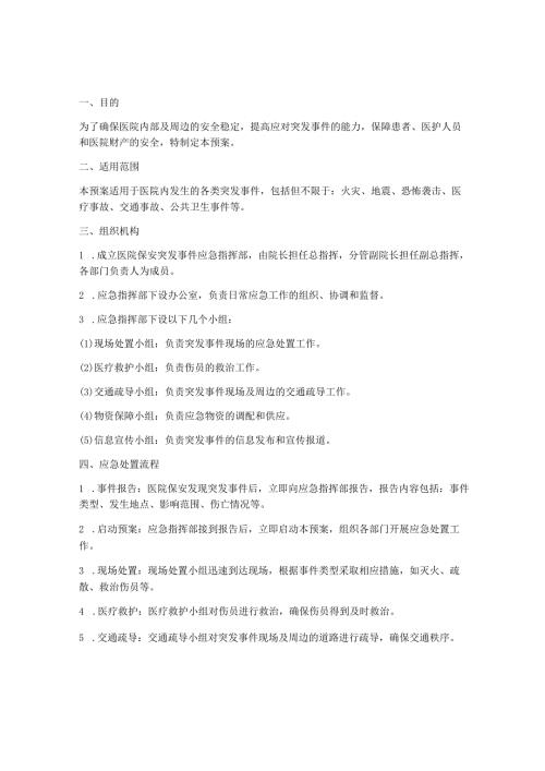 医院保安突发事件应急预案.docx