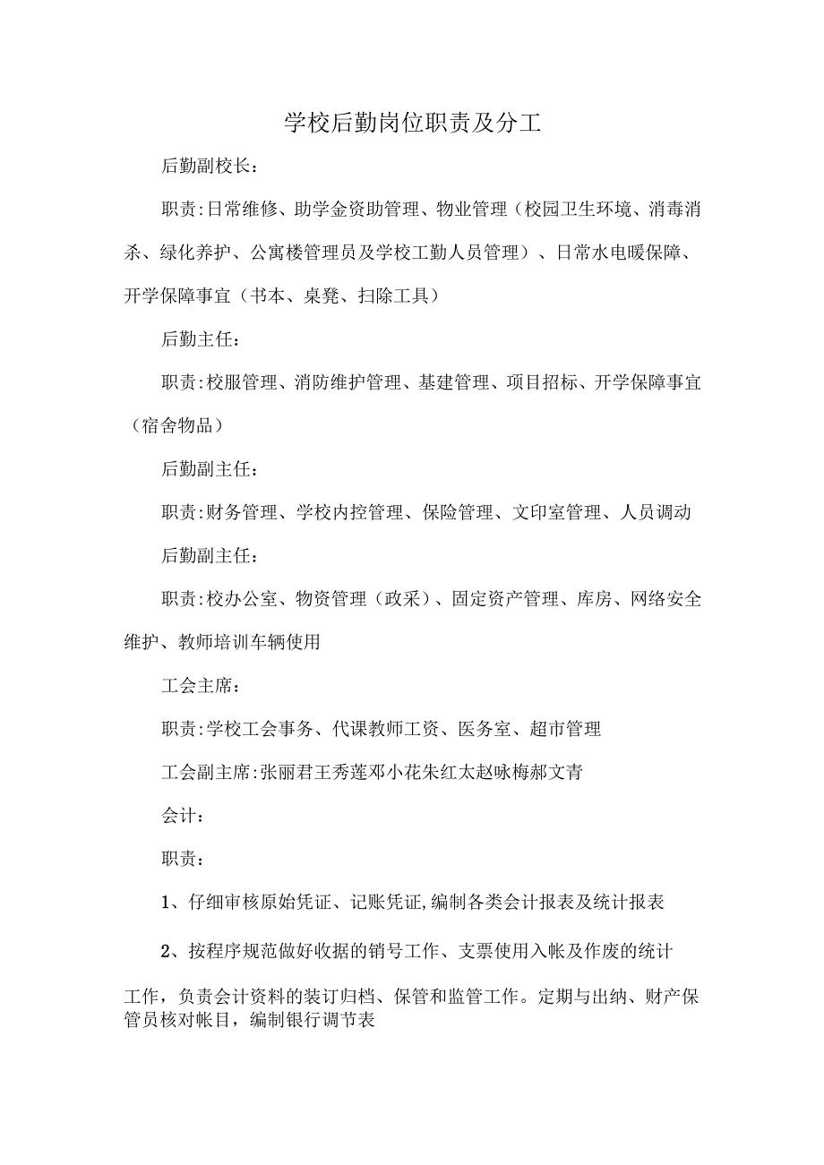 学校后勤岗位职责及分工.docx_第1页