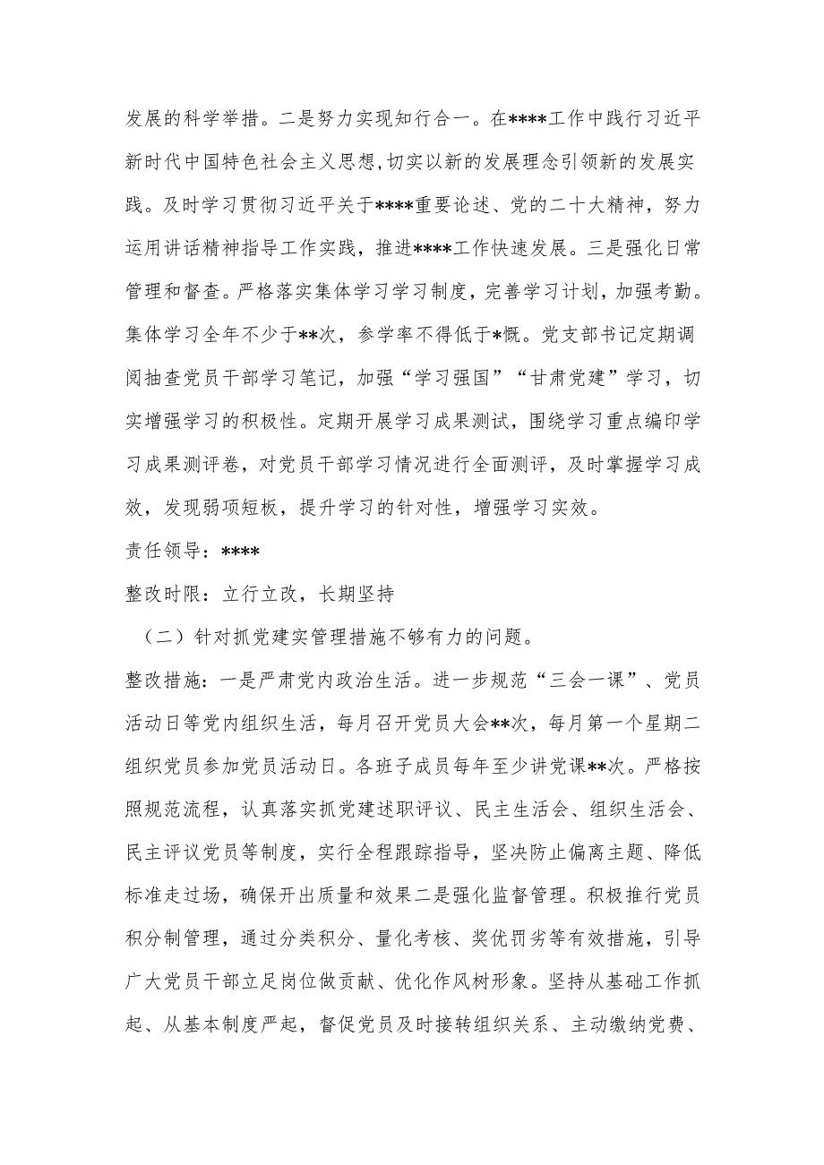 2023年党支部抓基层党建述职点评问题整改方案.docx_第2页