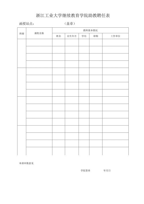 浙江工业大学函授站外聘任课教师推荐表.docx