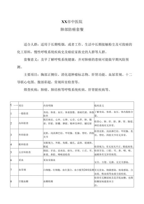 XX市中医院肺部防癌套餐（2024年）.docx