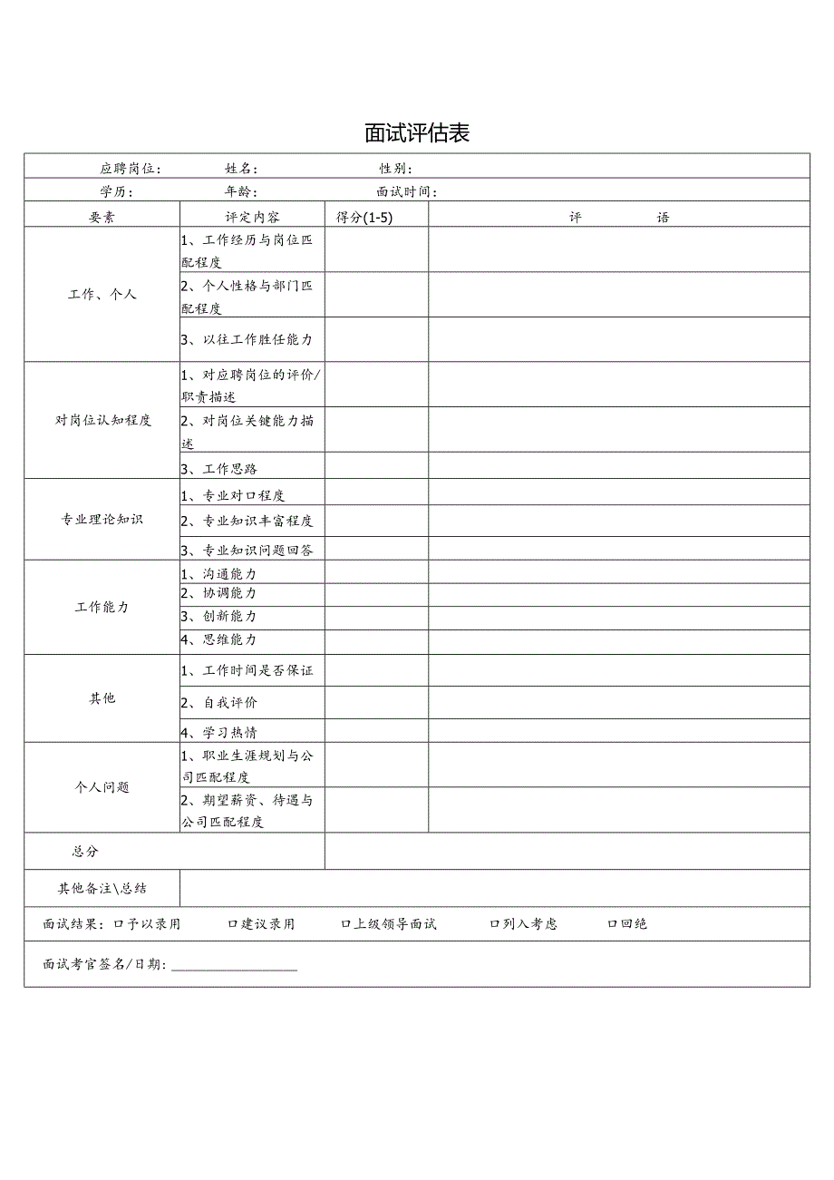 面试评估表参考模板.docx_第1页