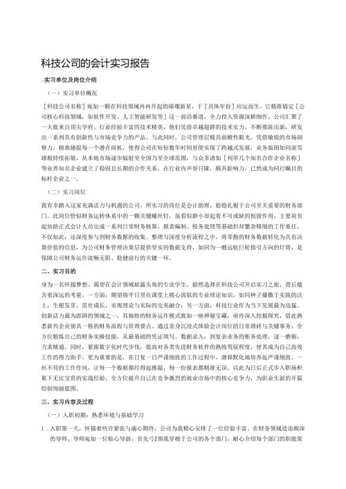 科技公司的会计实习报告.docx
