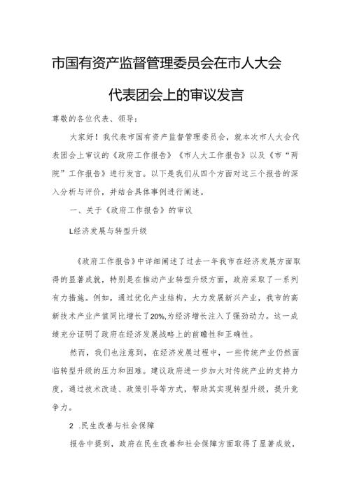 市国有资产监督管理委员会在市人大会代表团会上的审议发言.docx