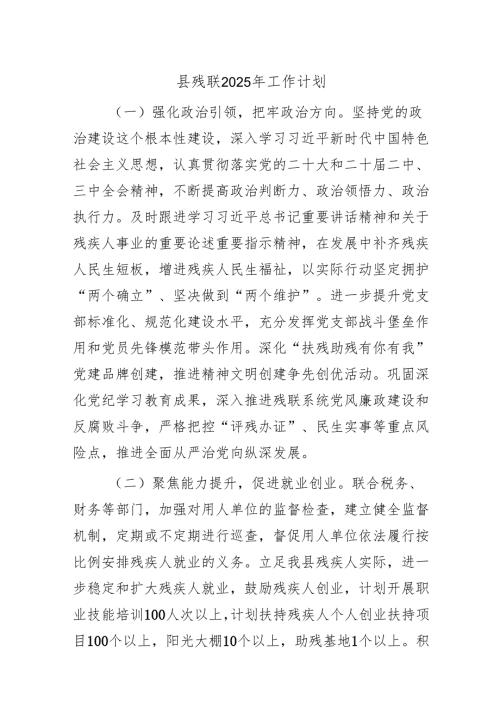 县残联2025年工作计划.docx