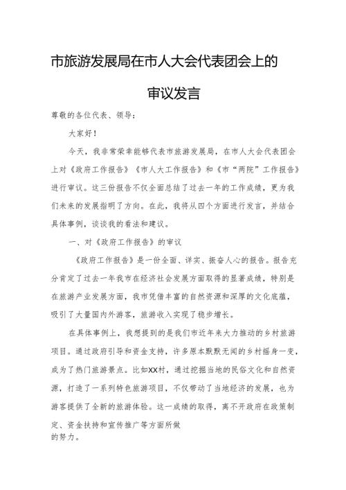 市旅游发展局在市人大会代表团会上的审议发言.docx