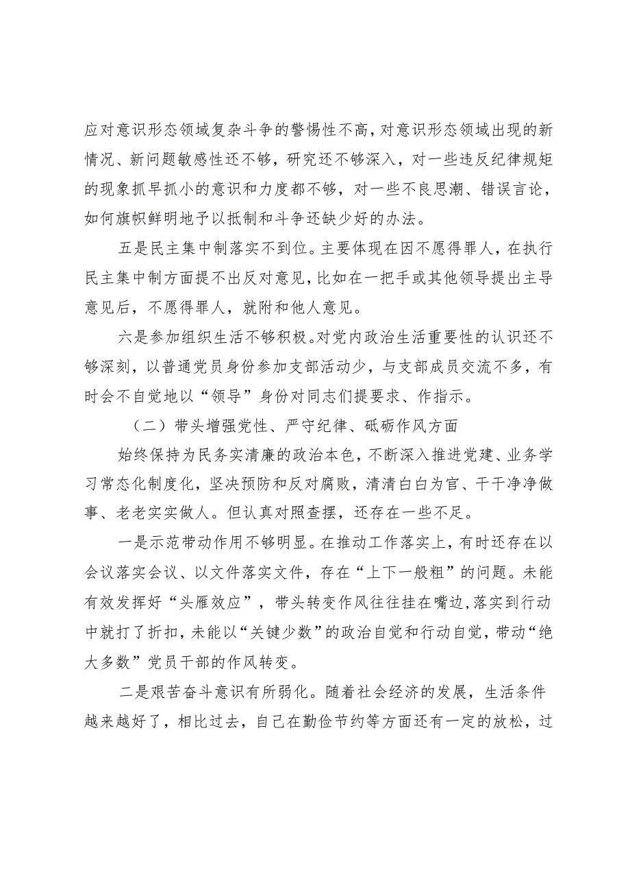 2024民主生活会对照检查四个带头问题查摆台账21条.docx_第2页