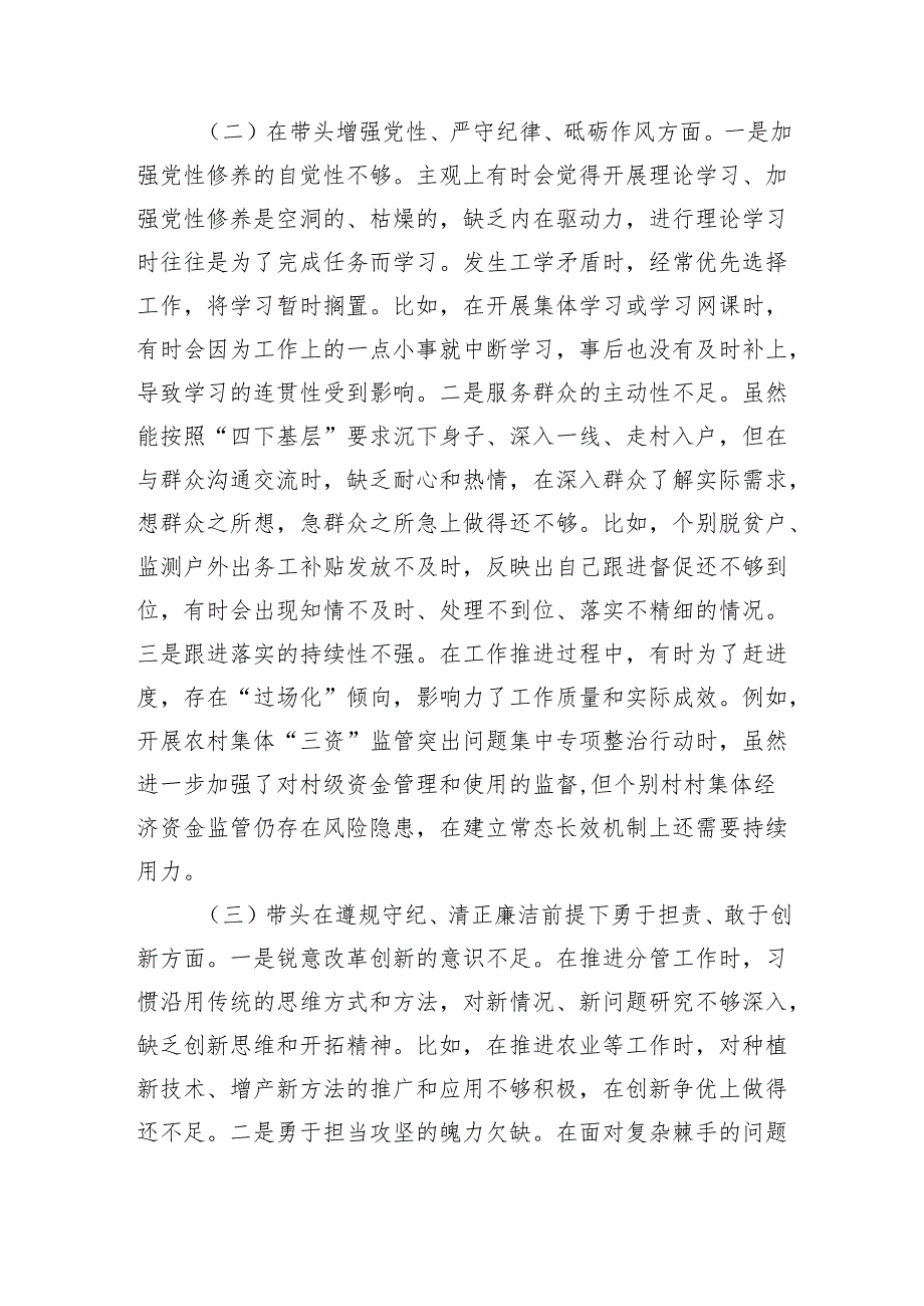 副乡长2024年度民主生活会个人对照检查材料（3145字）四个带头.docx_第2页