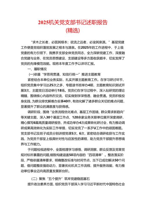 2025机关党支部书记述职报告.docx