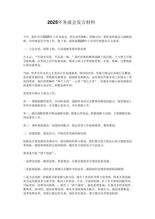 2025年务虚会发言材料.docx