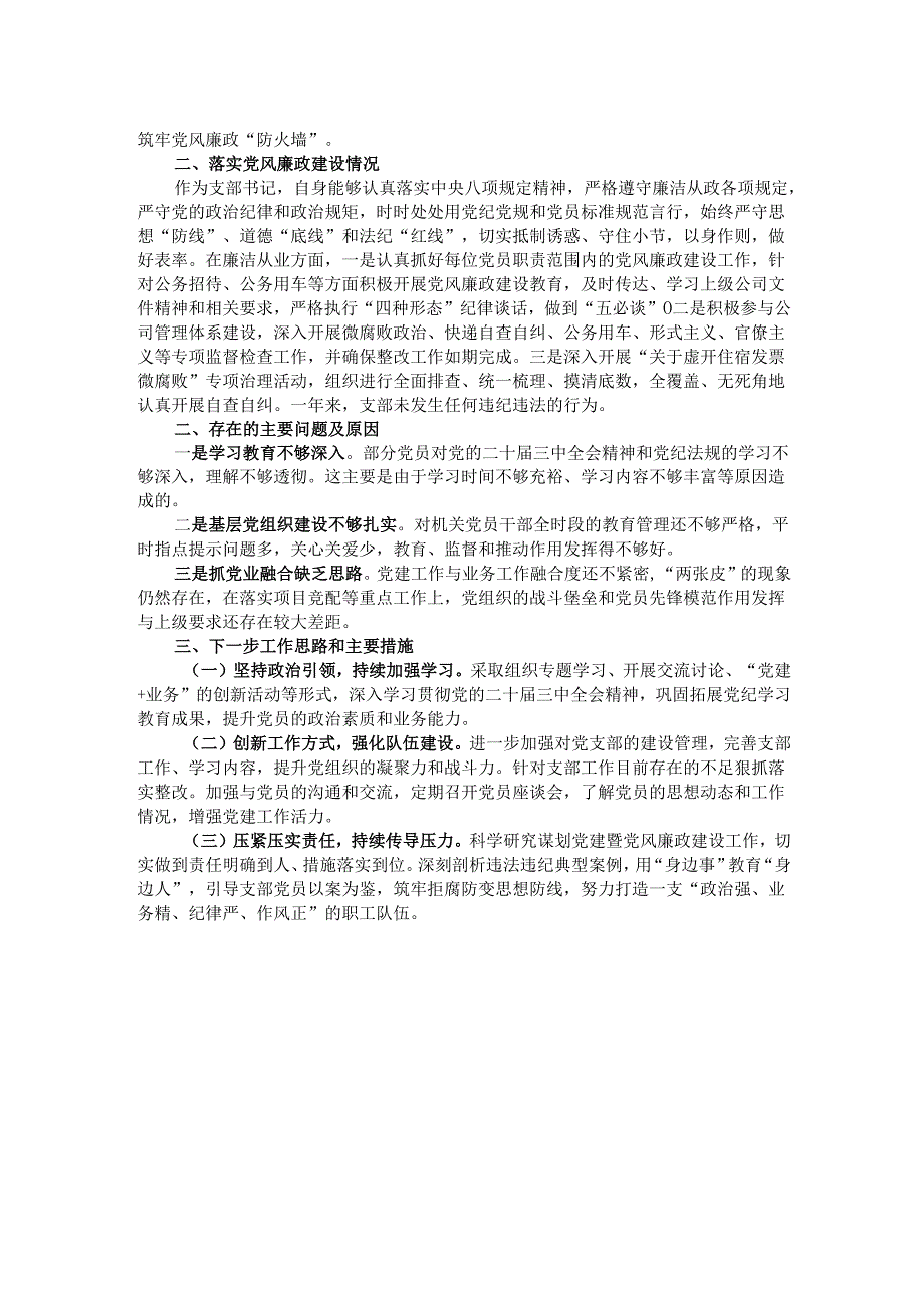 2024年度国企党支部书记抓基层党建工作述职报告.docx_第2页