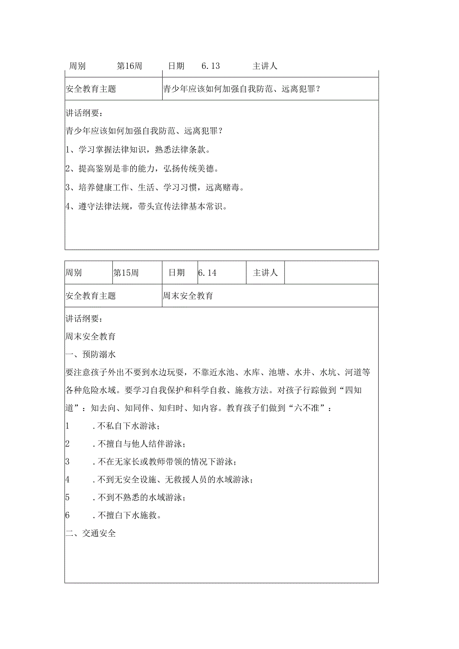 2024年春季第16周1530每日安全教育记录表内容.docx_第2页