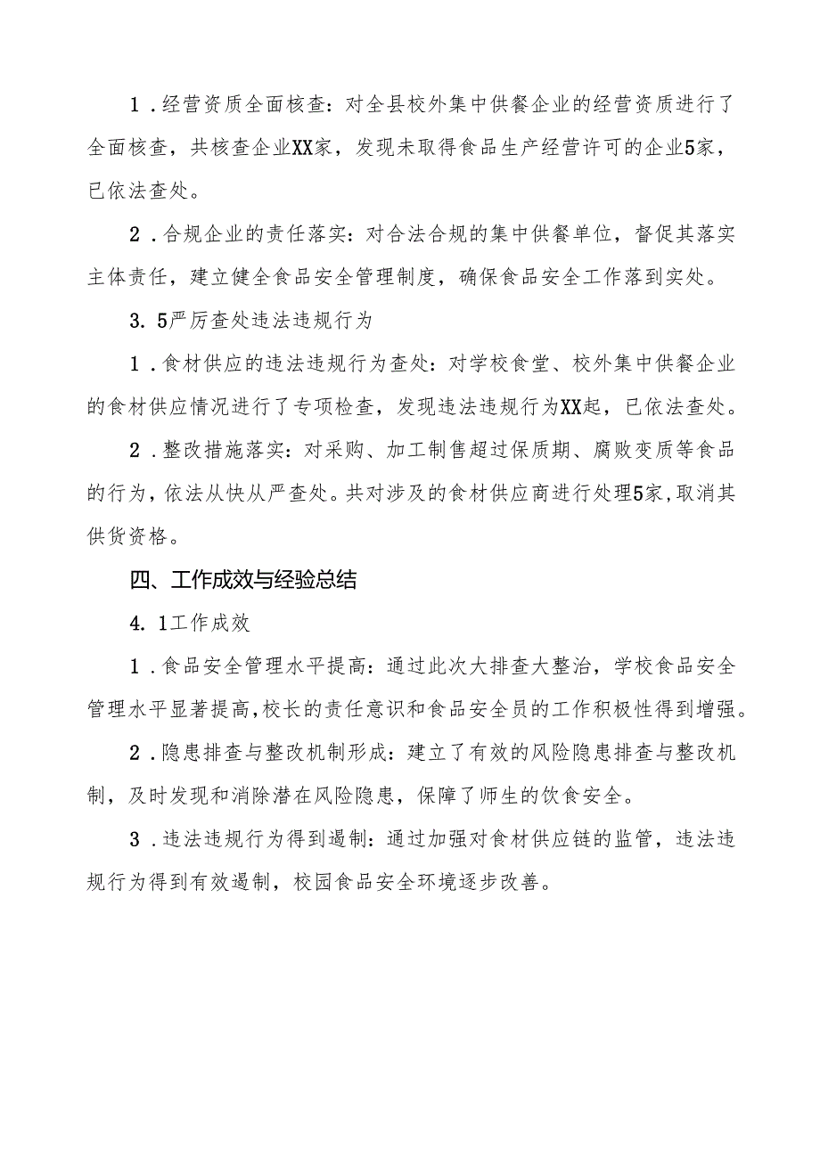 七篇2024年学校关于校园食品安全排查整治专项行动工作情况报告.docx_第3页