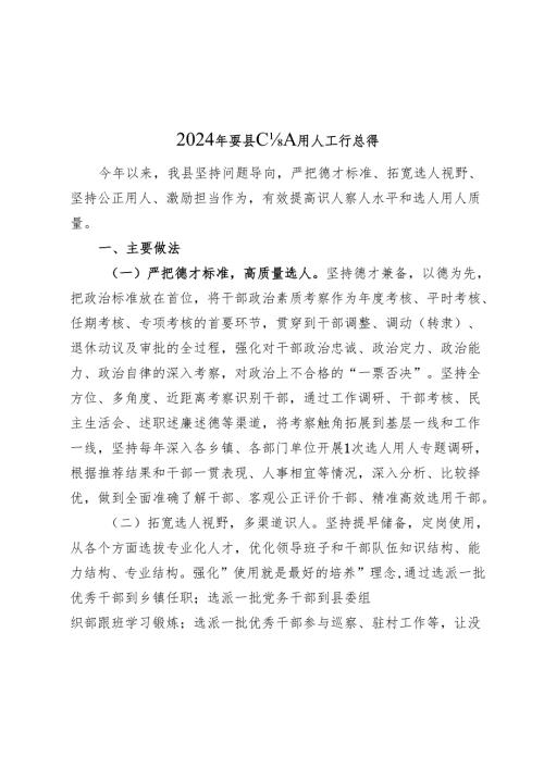 2024-2025年某县选人用人工作总结.docx