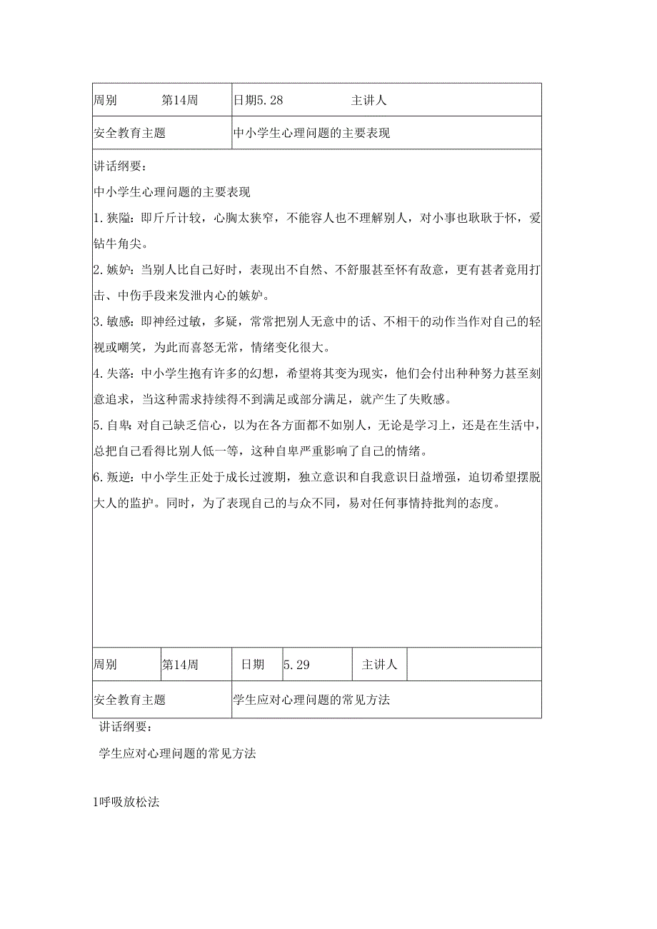 2024年春季第14周1530每日安全教育记录表内容.docx_第2页