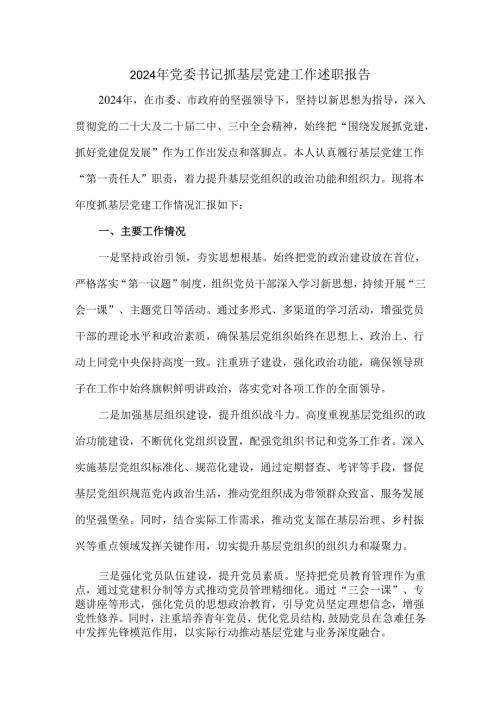 2024年党委书记抓基层党建工作述职报告.docx