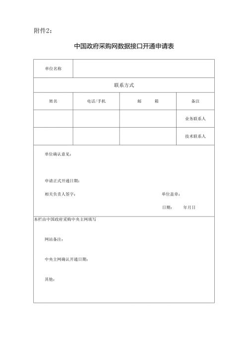 中国政府采购网接口信息申请表.docx