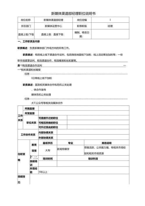 医美整形微信加粉部经理职位说明书.docx