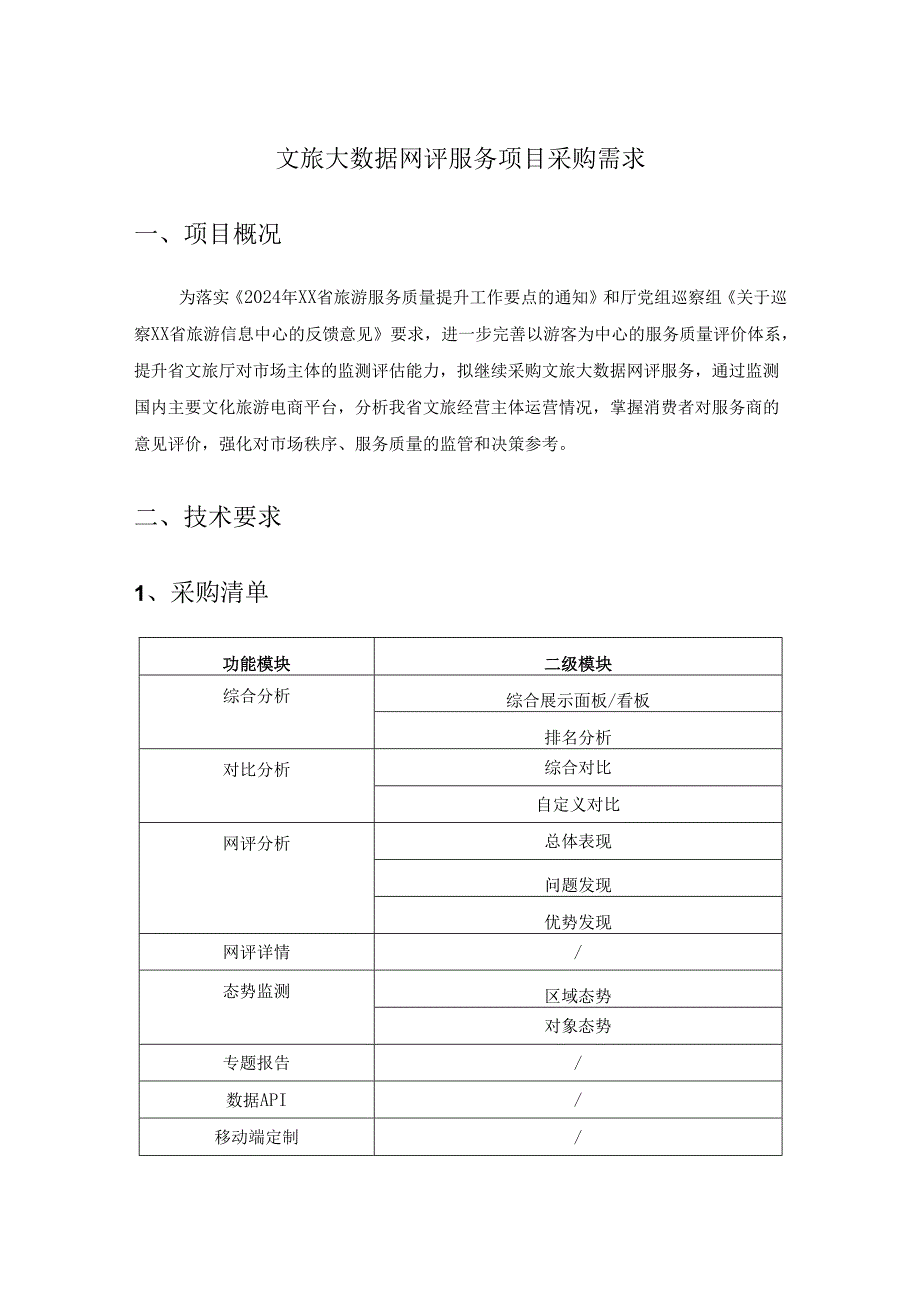 文旅大数据网评服务项目采购需求.docx_第1页