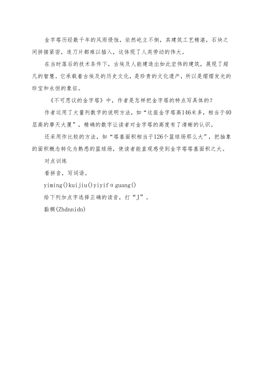 统编版五年级《金字塔》学习资料.docx_第3页