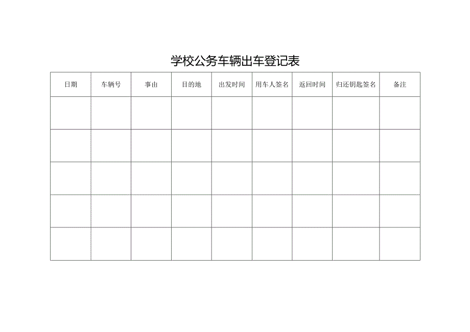学校公务车辆出车登记表.docx_第1页