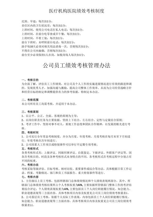 医疗机构医院绩效考核制度.docx