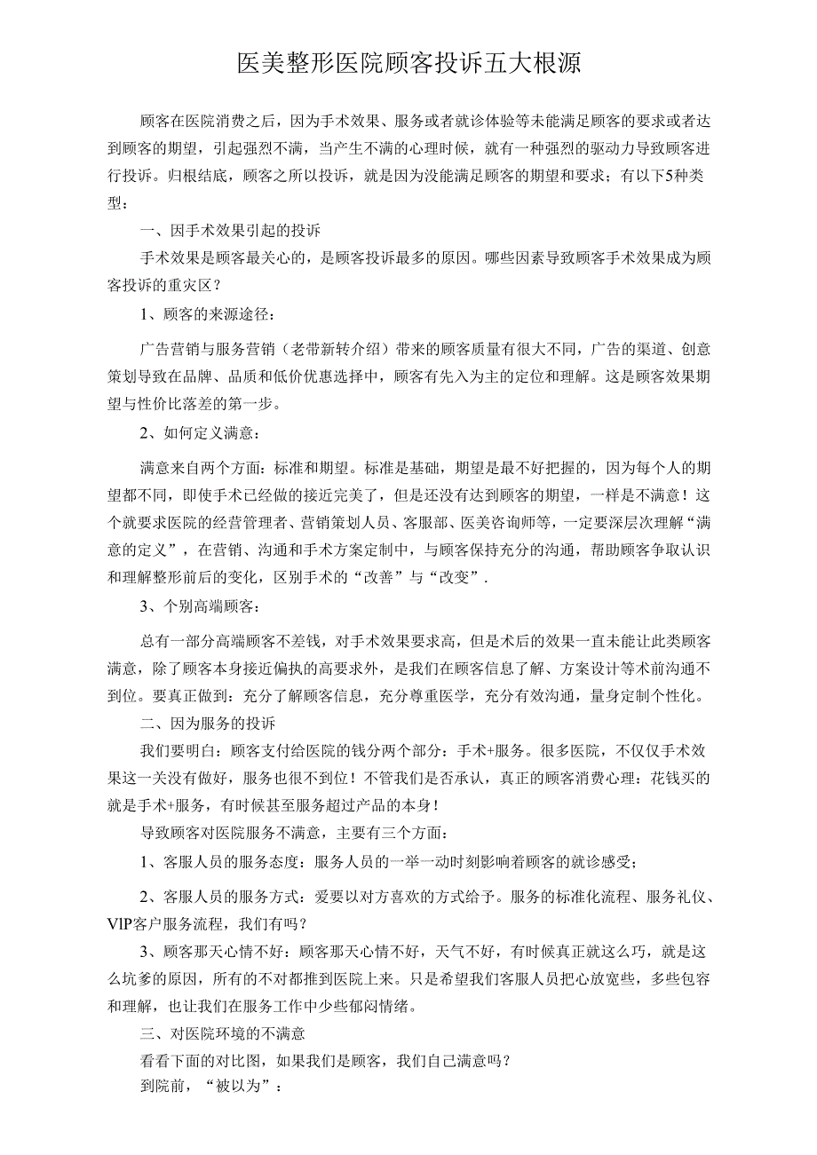 医美整形医院顾客投诉五大根源.docx_第1页