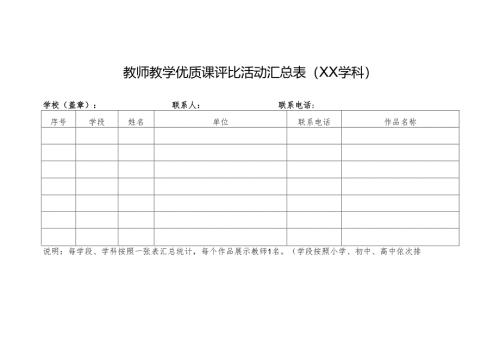 教师教学优质课评比活动汇总表.docx