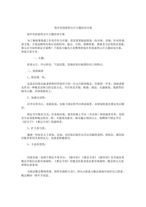 兔年有创意的元旦主题活动方案.docx