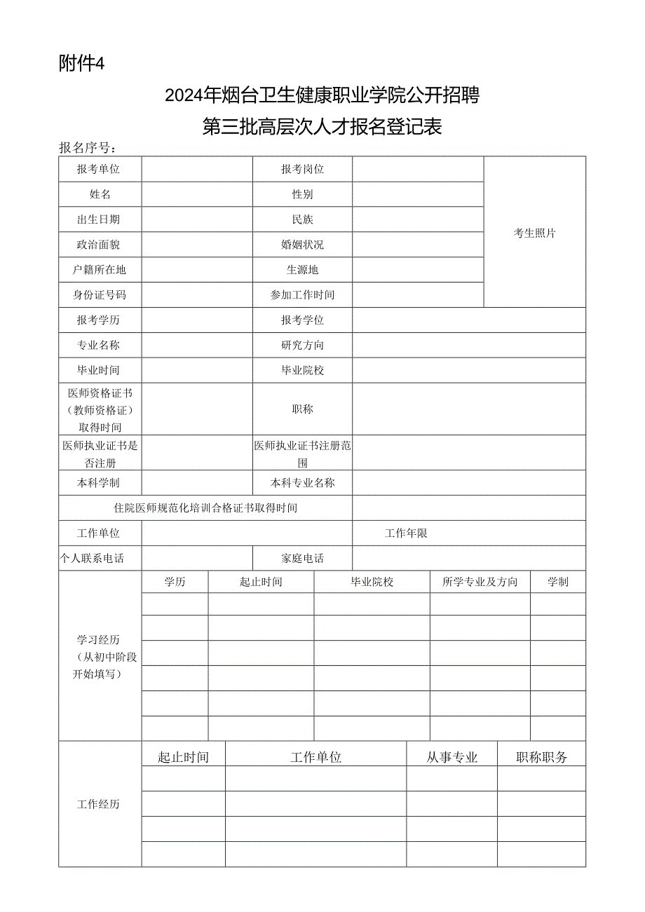 烟台市事业单位公开招聘工作人员报名登记表.docx_第1页