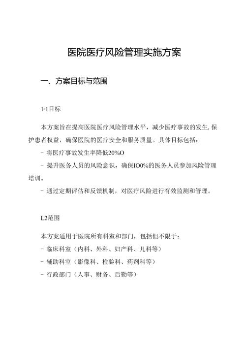医院医疗风险管理实施方案.docx