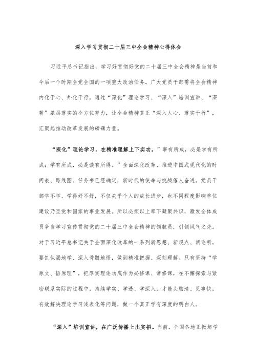 深入学习贯彻二十届三中全会精神心得体会.docx