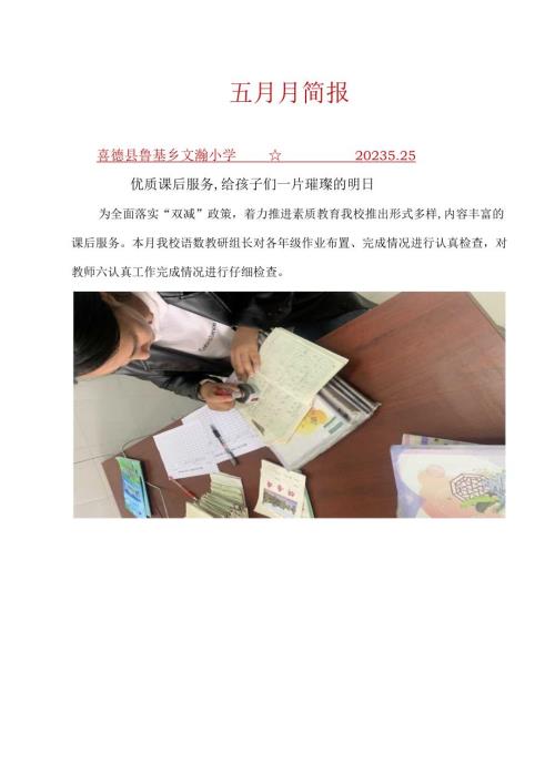 喜德县鲁基乡文瀚小学“双减”工作月报.docx