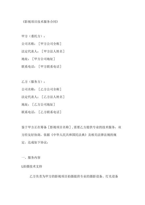 影视项目技术服务合同.docx